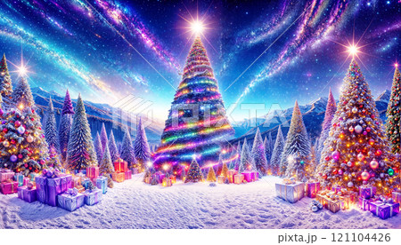 クリスマスツリーのイルミネーション背景 クリスマスツリーのイルミネーション背景 121104426