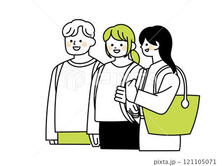 大学に通う大学生のグループのイラスト 121105071