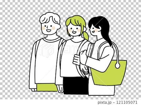 Illustration of a group of college students attending university Illustration of a group of college students attending university 121105071
