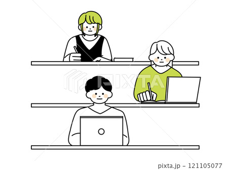 大学で授業を受ける大学生のイラスト 121105077