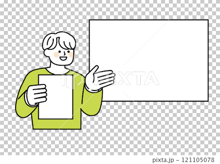 Illustration of a college student giving a presentation at university Illustration of a college student giving a presentation at university 121105078