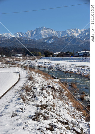 上市川と立山連峰(富山県上市町) 121105514