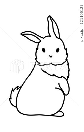 Cartoon rabbit. Simple doodle hand drawn bunny. Vector sketch 121106125