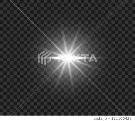 Flare light effects. Glowing star set. Vector optical lens flare light effect 121106425