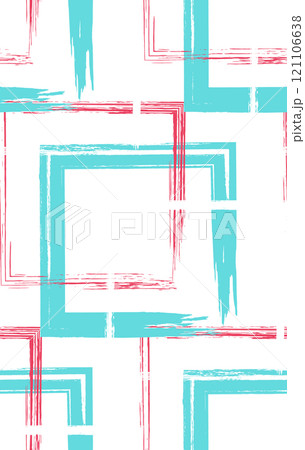 Pink white teal grunge squares pattern 121106638
