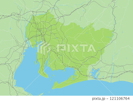 日本の愛知県と隣接する都道府県を含む、シンプルな緑色のロードマップ 日本の愛知県と隣接する都道府県を含む、シンプルな緑色のロードマップ 121106764
