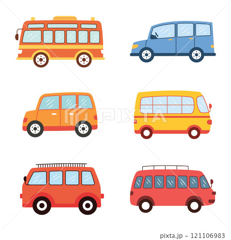 Illustration Set of Car Automobile Bus Vehicle Transport Transportation Journey Explore 121106983