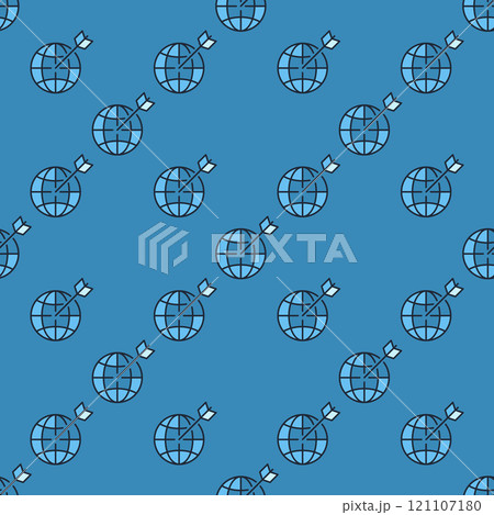 Earth Globe and Arrow vector blue seamless patternのイラスト素材 [121107180 ...