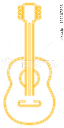 Yellow glowing neon guitar Yellow glowing neon guitar 121107298