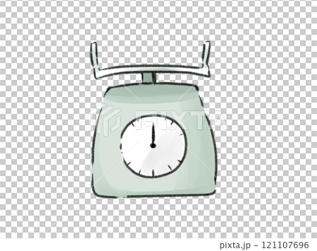 レトロかわいい量りのイラスト＿緑 121107696