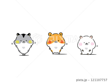 ゆる可愛いハムスターのイラストセット ゆる可愛いハムスターのイラストセット 121107737
