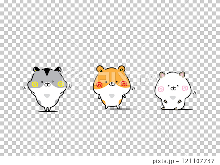 Cute and relaxed hamster illustration set 121107737