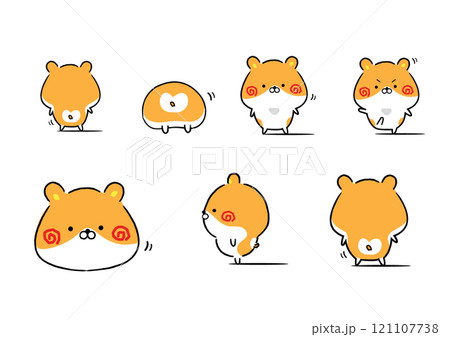 ゆる可愛いゴールデンハムスターのイラストセット 121107738