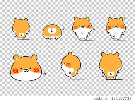 ゆる可愛いゴールデンハムスターのイラストセット 121107738