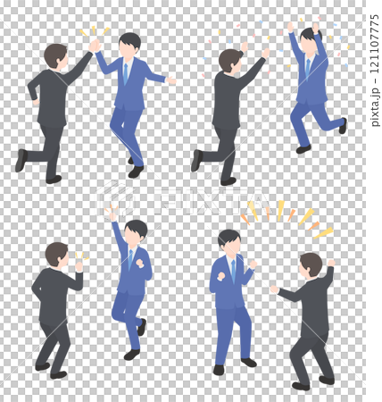 A man in a suit doing a high-five or fist pump 121107775