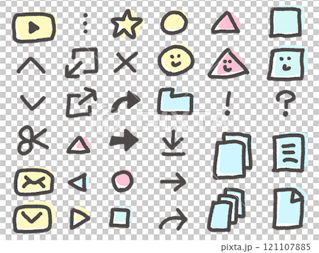 落書き風の可愛いパソコンで使うアイコンセット 121107885