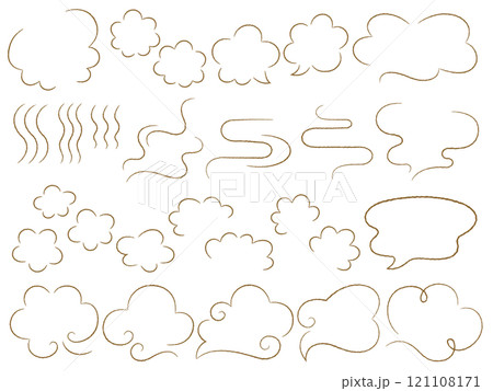 手描き風の線画の湯気と吹き出しのセット 121108171