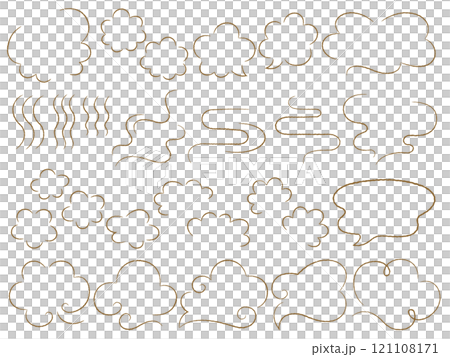 手描き風の線画の湯気と吹き出しのセット 121108171