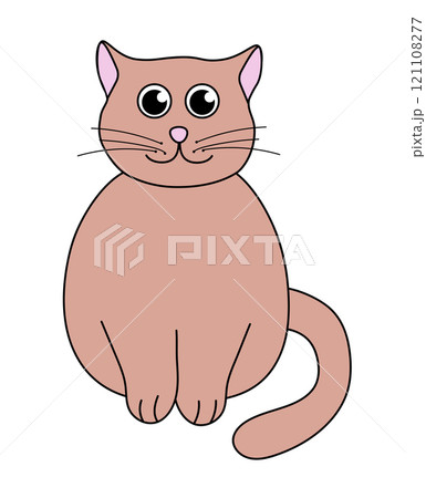 Brown cute cat. Vector flat illustration. Brown cute cat. Vector flat illustration. 121108277