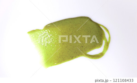Isolated dab of pistachio cream on white background. Food and creams. Cooking and natural products. Element for design. Isolated dab of pistachio cream on white background. Food and creams. Cooking and natural products. Element for design. 121108433