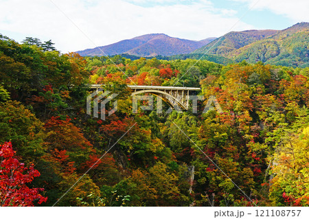 鳴子峡　紅葉　宮城県 121108757