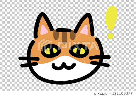 何かに気づいた猫の手描きイラストのイラスト素材 [121109377] - PIXTA