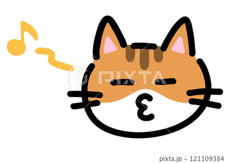 とぼける猫の手描きイラスト 121109384