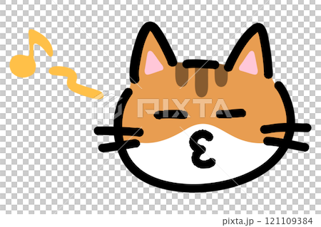 とぼける猫の手描きイラスト 121109384