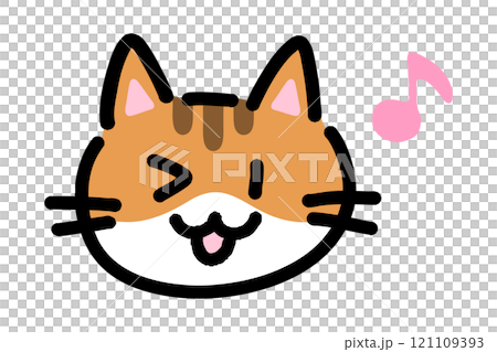 Hand-drawn illustration of a happy winking cat Hand-drawn illustration of a happy winking cat 121109393
