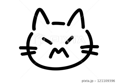 怒っている猫の手描きイラスト 121109396
