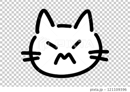 怒っている猫の手描きイラスト 121109396