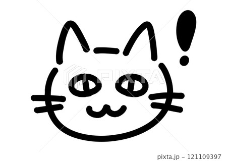 何かに気づいた猫の手描きイラスト 何かに気づいた猫の手描きイラスト 121109397