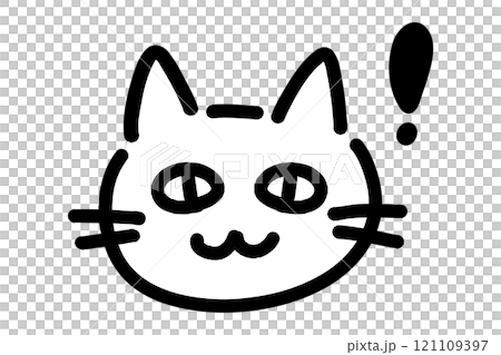 何かに気づいた猫の手描きイラスト 何かに気づいた猫の手描きイラスト 121109397