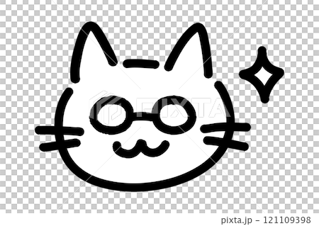 A hand-drawn illustration of a cat wearing glasses who seems ready to tell you anything A hand-drawn illustration of a cat wearing glasses who seems ready to tell you anything 121109398