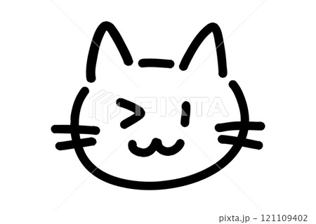 ウインクする猫の手描きイラスト ウインクする猫の手描きイラスト 121109402