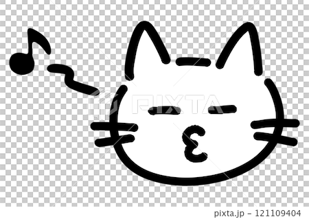 Hand-drawn illustration of a cat playing dumb Hand-drawn illustration of a cat playing dumb 121109404