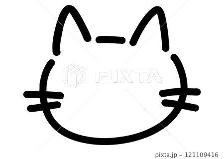 シンプルな手描きの猫の線画イラスト シンプルな手描きの猫の線画イラスト 121109416