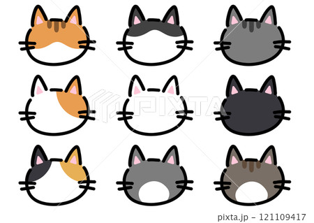 いろいろな模様の猫のイラストセット いろいろな模様の猫のイラストセット 121109417