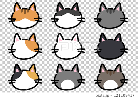 いろいろな模様の猫のイラストセット いろいろな模様の猫のイラストセット 121109417