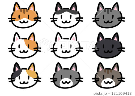 いろいろな模様の猫のイラストセット 121109418