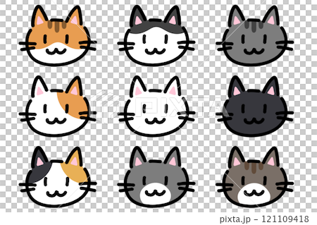 いろいろな模様の猫のイラストセット 121109418