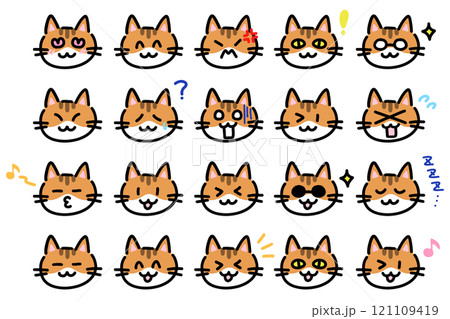 いろいろな表情の猫のイラストセット 121109419