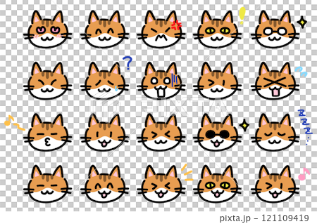 いろいろな表情の猫のイラストセット 121109419