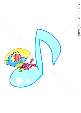 扇子の付いた音符 121109585