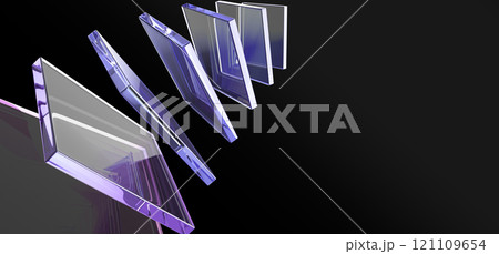 3d abstract glass transparent square shapes flying on black background render. Iridescent crystal plates, acrylic or plastic panels with light hologram gradient, digital tech banner. 3D illustration 3d abstract glass transparent square shapes flying on black background render. Iridescent crystal plates, acrylic or plastic panels with light hologram gradient, digital tech banner. 3D illustration 121109654