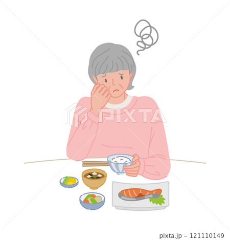 食欲がなく食事に困るシニア女性（ひとり暮らし） 121110149