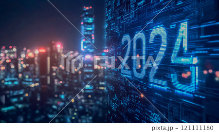 2025年へカウントしながら切り替わるデジタル時計 121111180