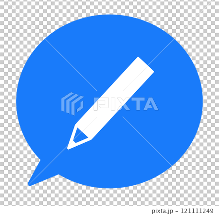 Simple blue pencil mark and speech bubble 121111249
