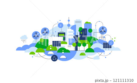 Green city. City and nature ecosystem. Sustainable development 121111310