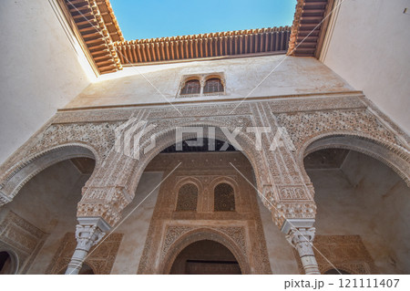 アルハンブラ宮殿のアラヤネスの中庭の外壁 121111407